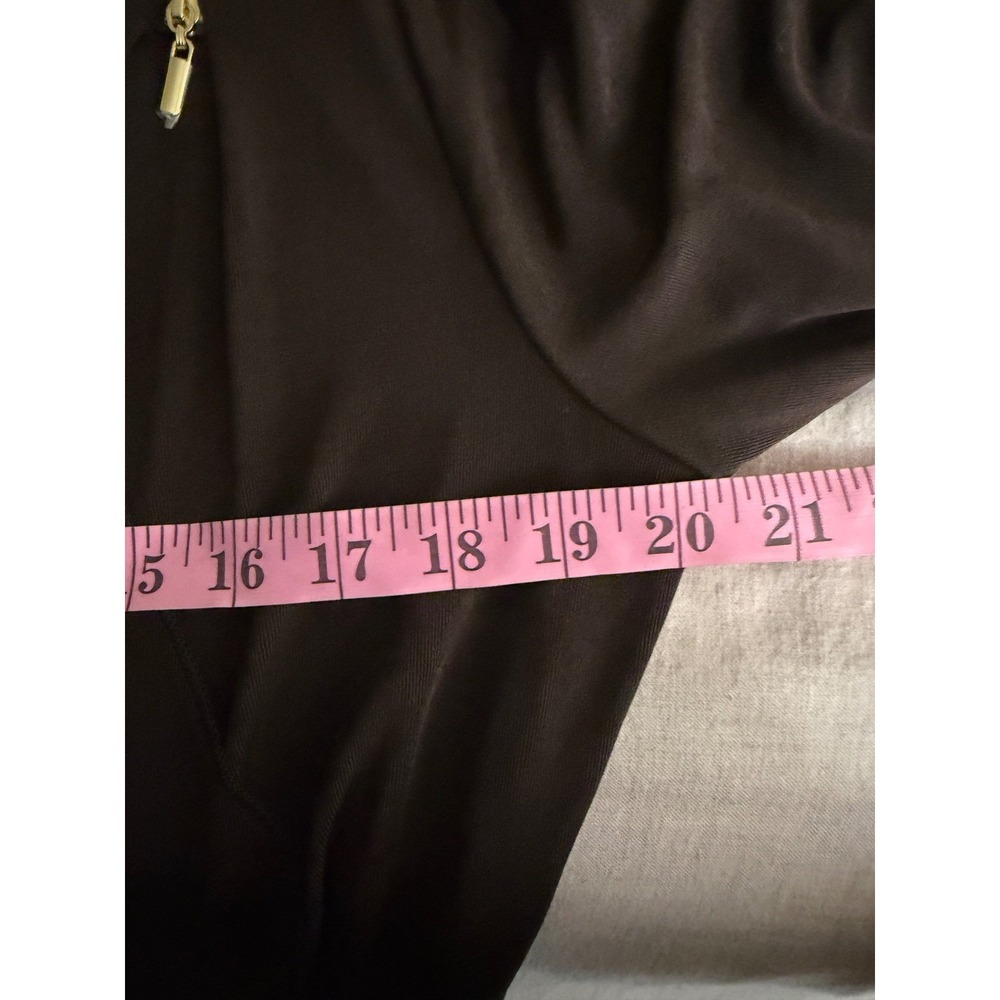 Chicos Travelers Brown Draped Open Front Cardigan Zipper Shoulder Size 1 M Mens - Picture 8 of 8